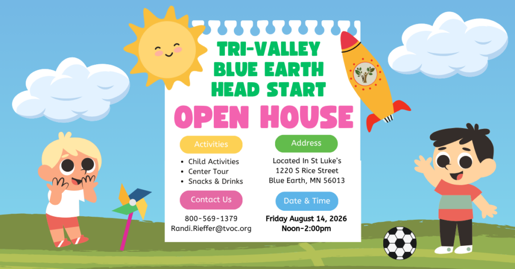 Blue Earth Head Start Open House Flyer